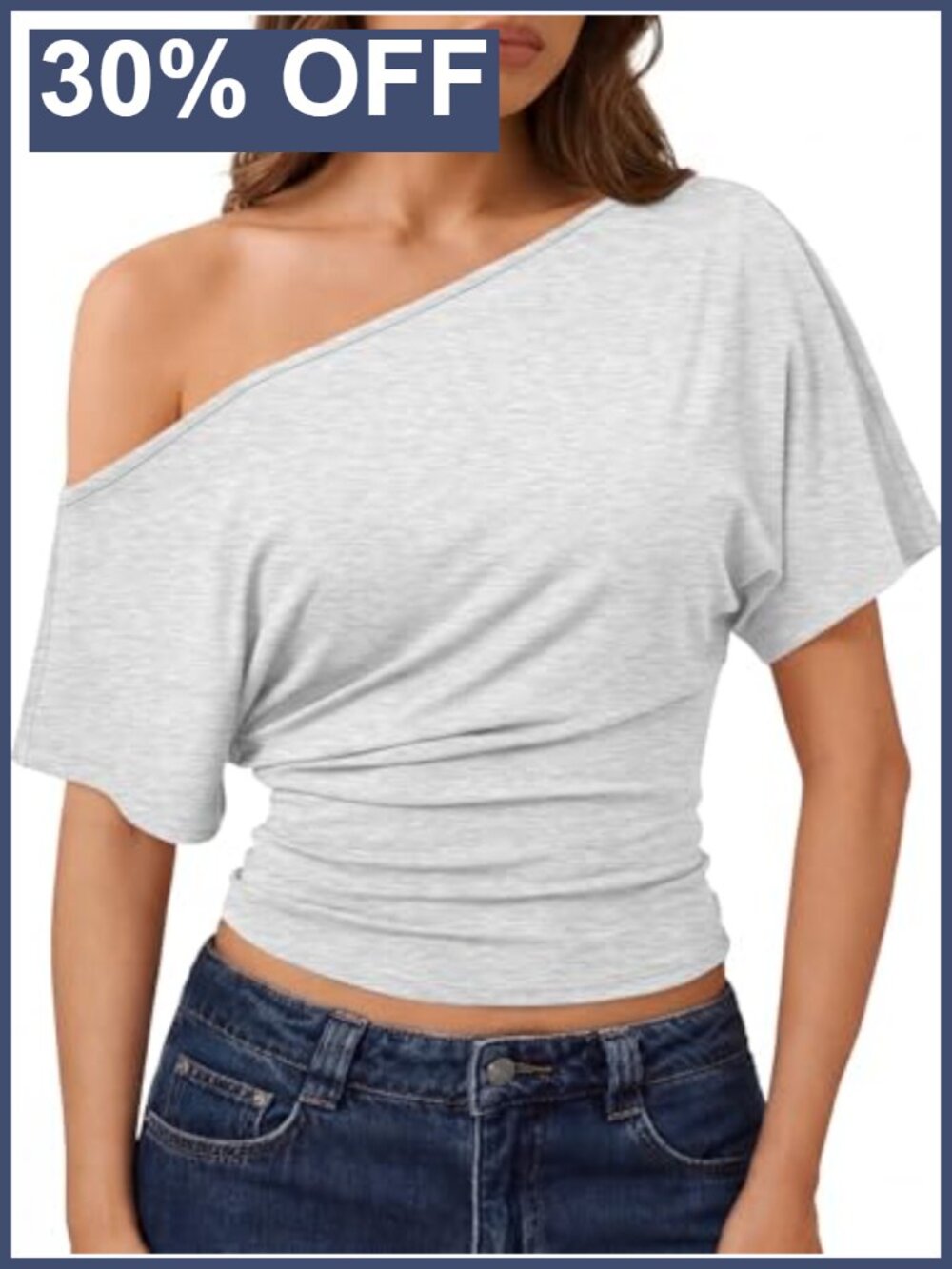 Off Shoulder Crop Top Women's Stretchy Rayon Spandex Going Out Short Sleeve